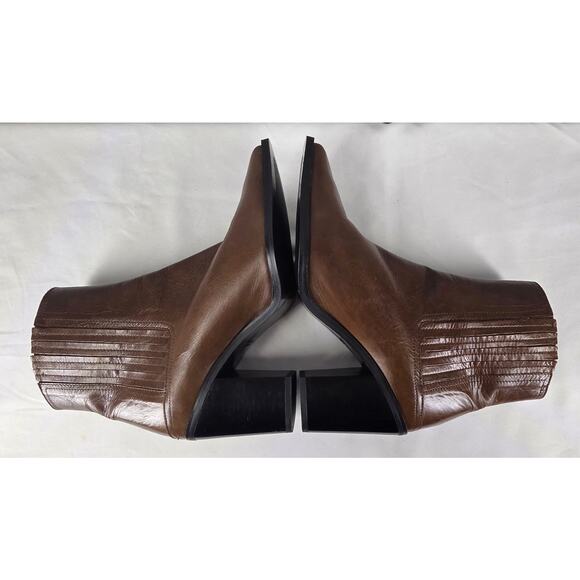 ZARA BASIC WOMEN'S BROWN LEATHER BLOCK HEEL ANKLE BOOTS SIZE EU 37 - US 6.5 - 7 - Picture 5 of 11